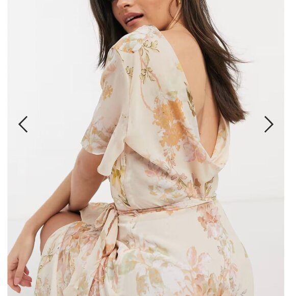 Hope & Ivy draped back maxi dress in peach floral - Picture 2 of 11